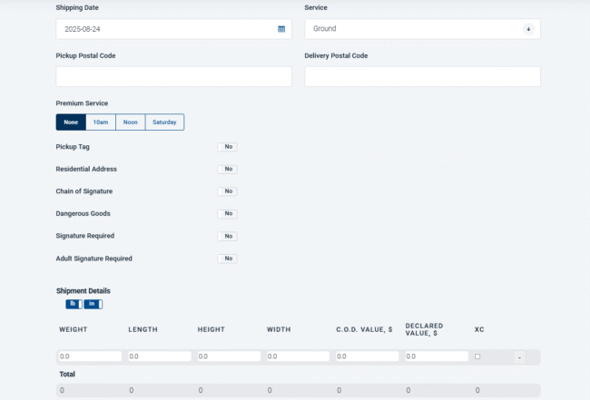 Cotizar un envío de Canpar Express
